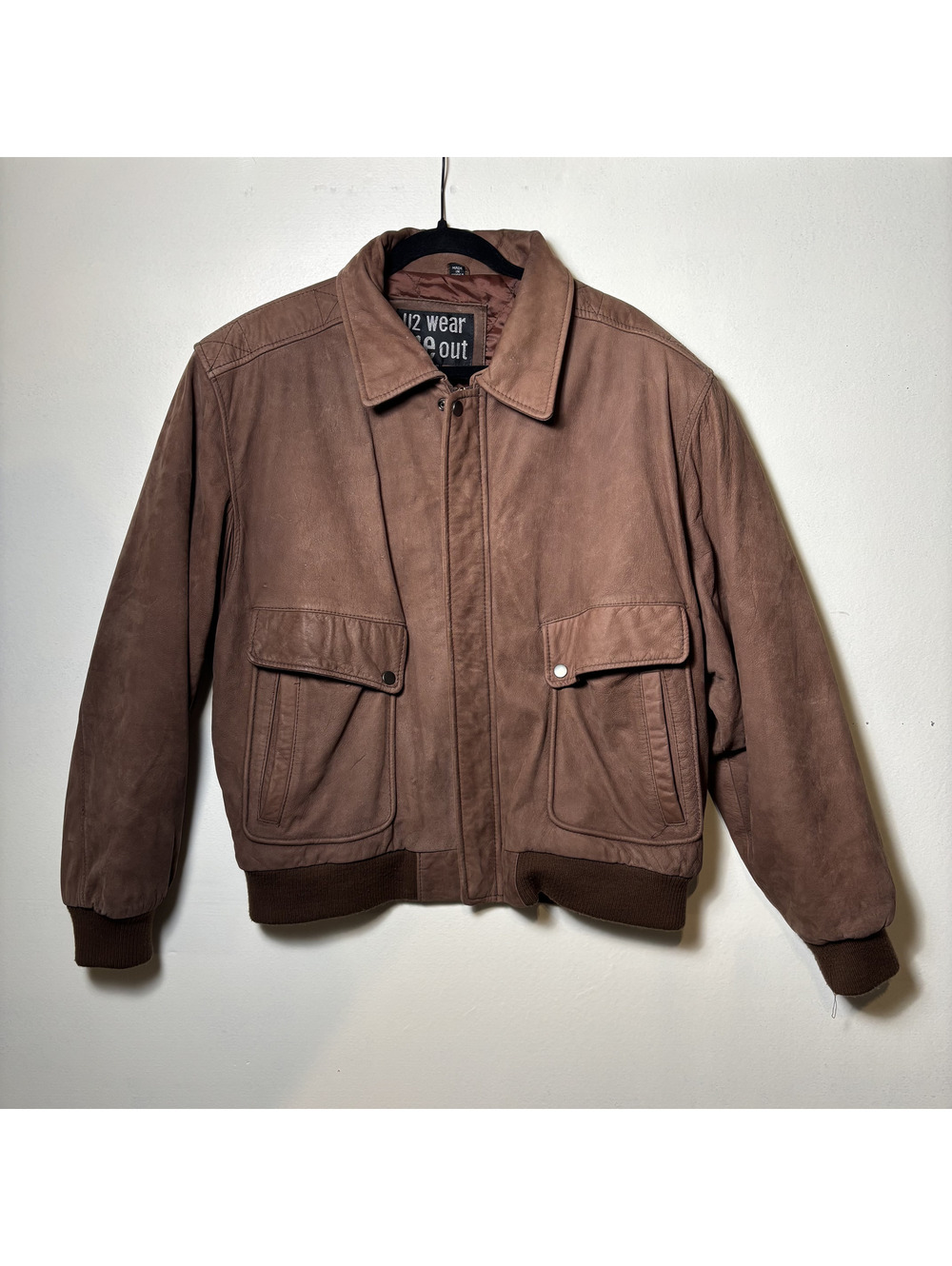 Vintage U2 Wear Me Out Leather Bomber Jacket Brown 46